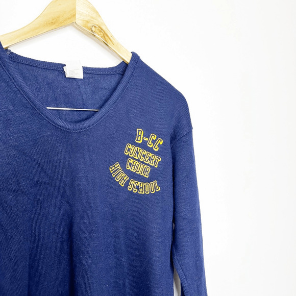 VINTAGE HIGH SCHOOL CONCERT CHOIR SWEATER navy blue knit v neck pullover M - Picture 3 of 6